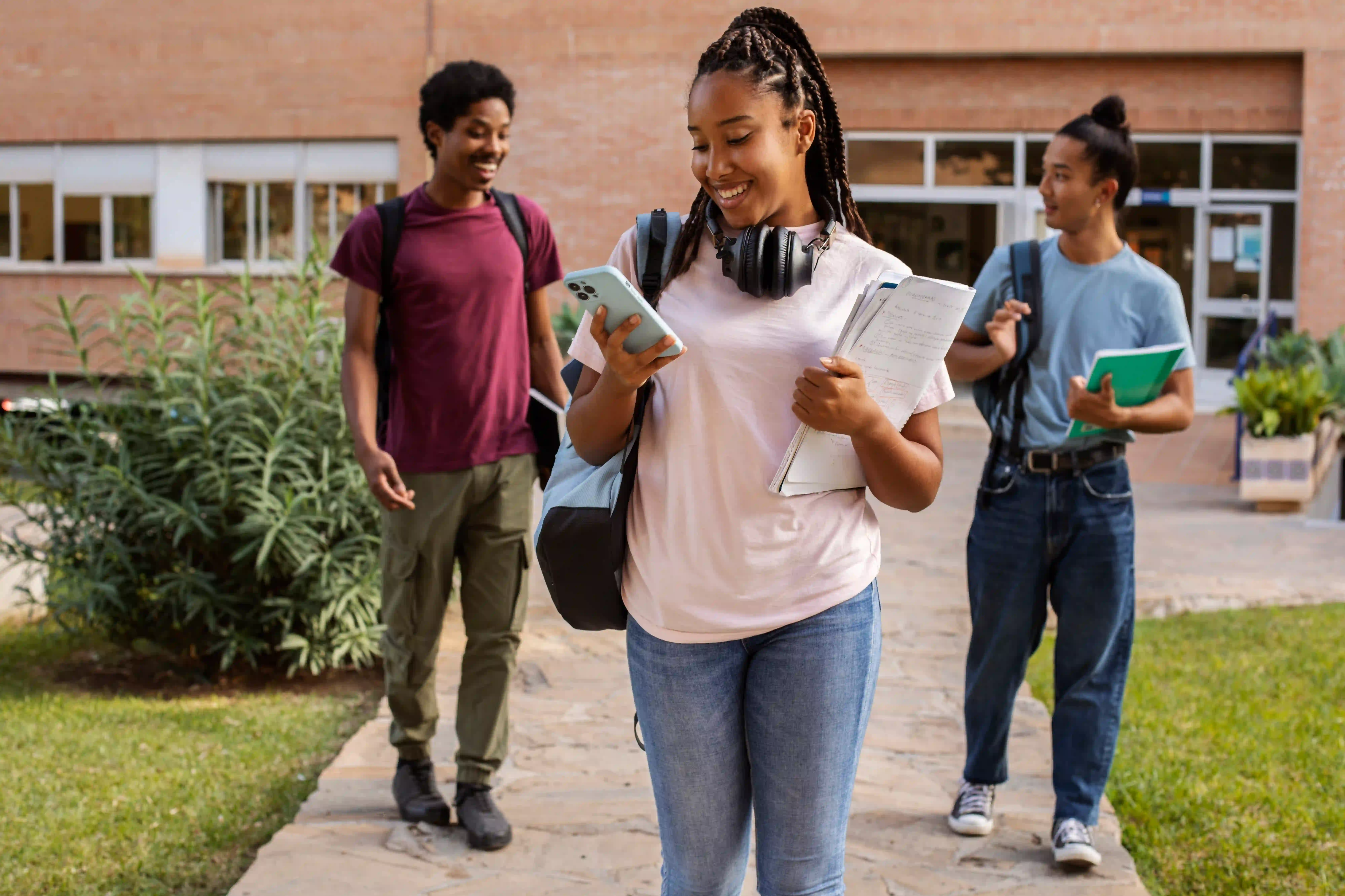 Students enjoying a convenient campus experience